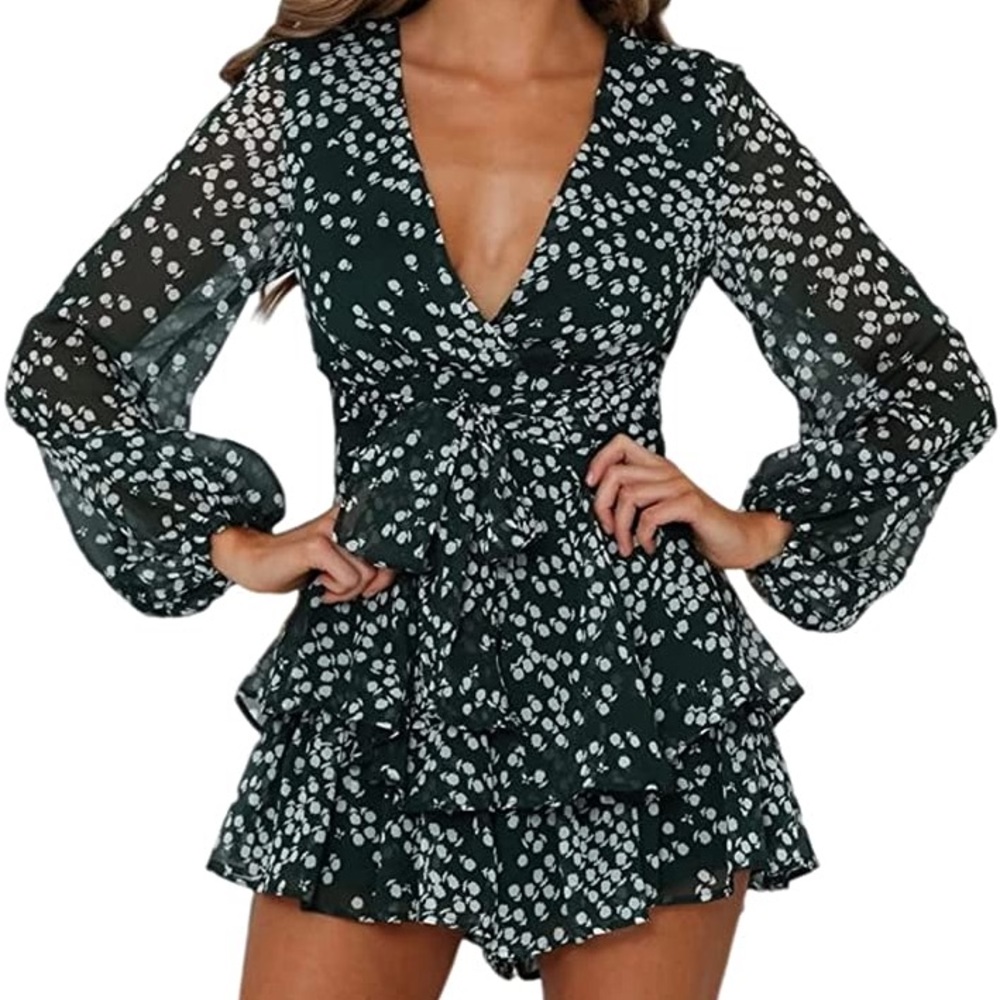 🖤 Lielisks Black Patterned Romper 🖤